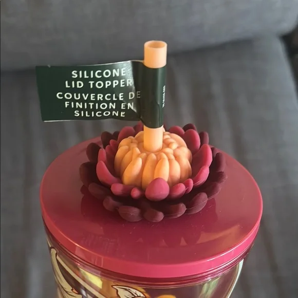 BNWT Starbucks Floral Insulated Holographic Gold & Pink Tumbler w/Flower Topper - Picture 2 of 6